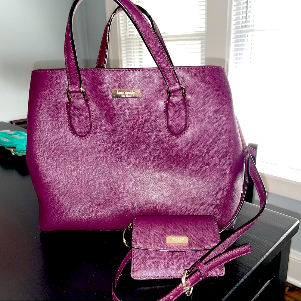 Kate spade satchel + matching mini wallet